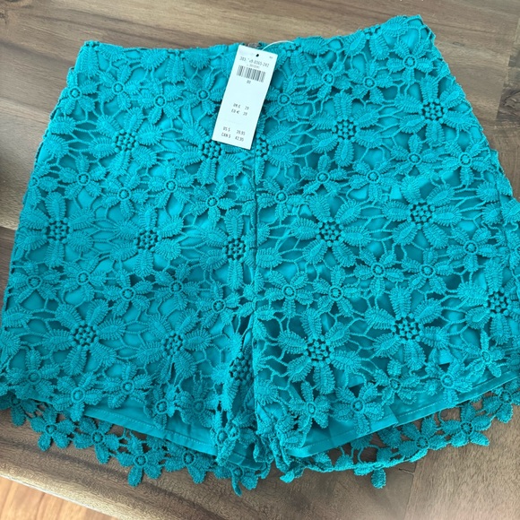Hollister NWT Teal Floral Lace Women’s Shorts - Picture 2 of 5